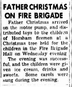 FATHER CHRISTMAS ON FIRE BRIGADE. (1952, December 23). The Horsham Times (Vic. : 1882 - 1954), p. 4. Retrieved December 21, 2012, from http://nla.gov.au/nla.news-article72788126