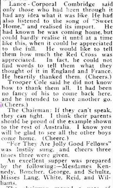 GRANTVILLE SOLDIERS' WELCOME HOME. (1918, June 21). Lang Lang Guardian (Vic. : 1914 - 1918), p. 3. Retrieved August 6, 2013, from http://nla.gov.au/nla.news-article119515605